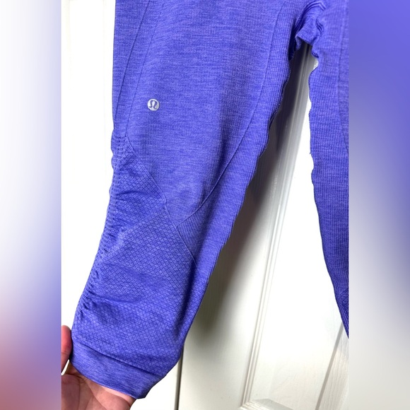 LULULEMON In The Flow Crop ll Heathered Iris Flower Purple Seamless Pants Capri - Picture 11 of 15